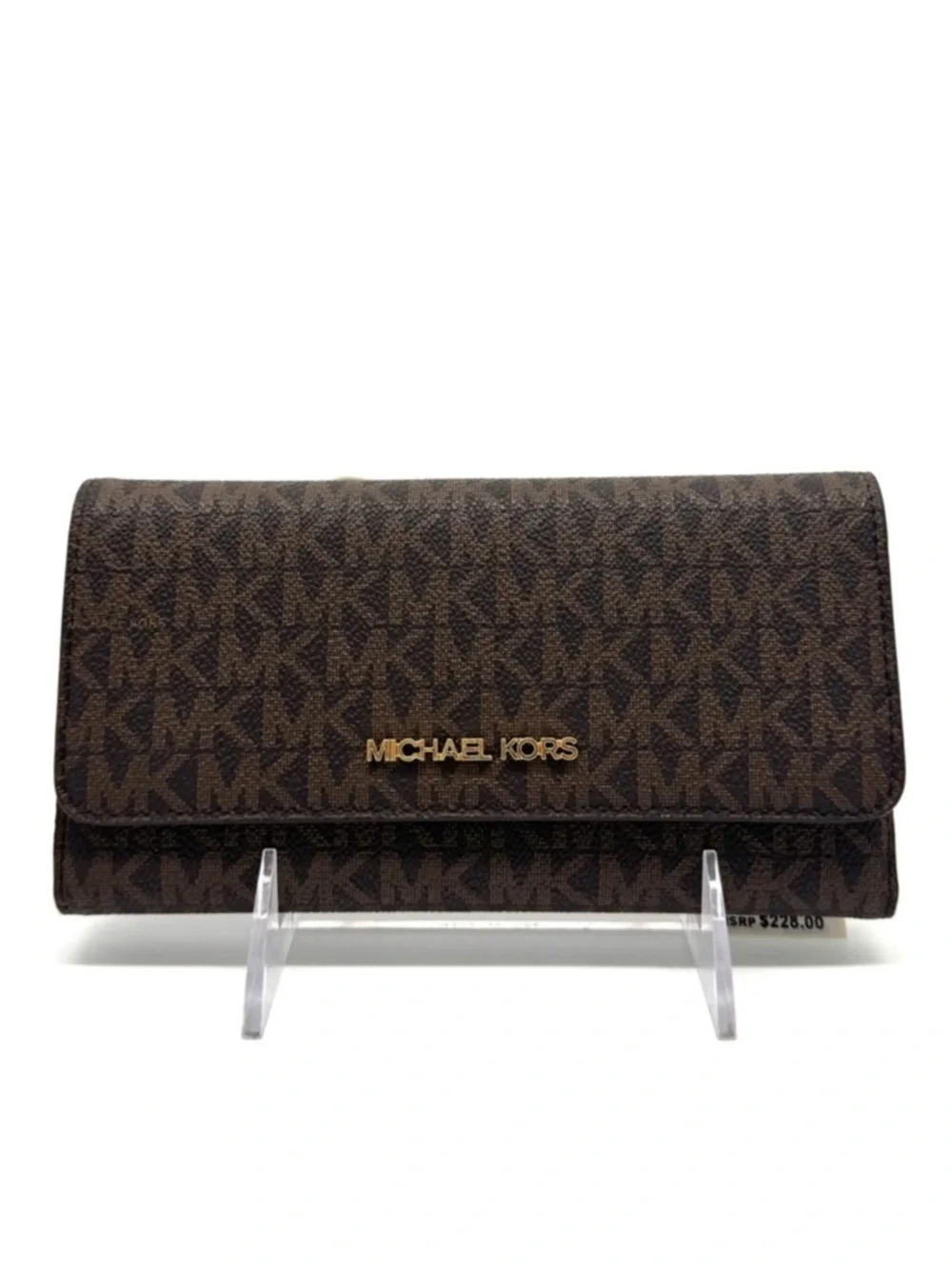 Michael Kors Large Trifold Wallet Brown Signature